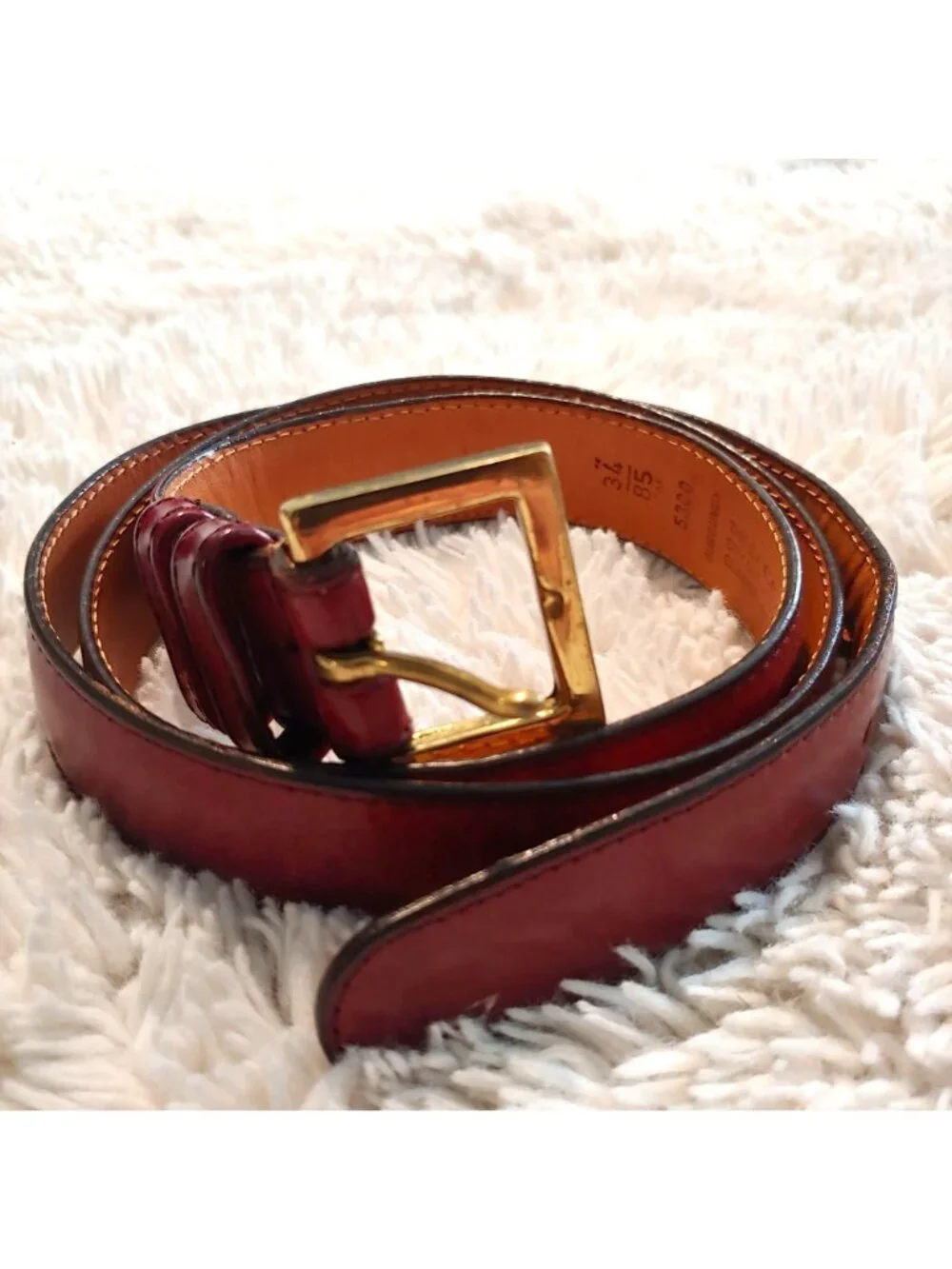 Coach Brown Leather Belt Brass Buckle Classic Preppy Quiet Luxury Designer 34